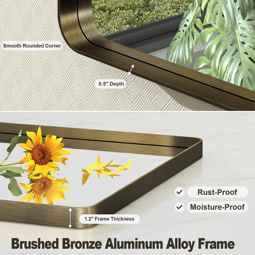 20x30 Inch Bronze Framed Bathroom Mirror
