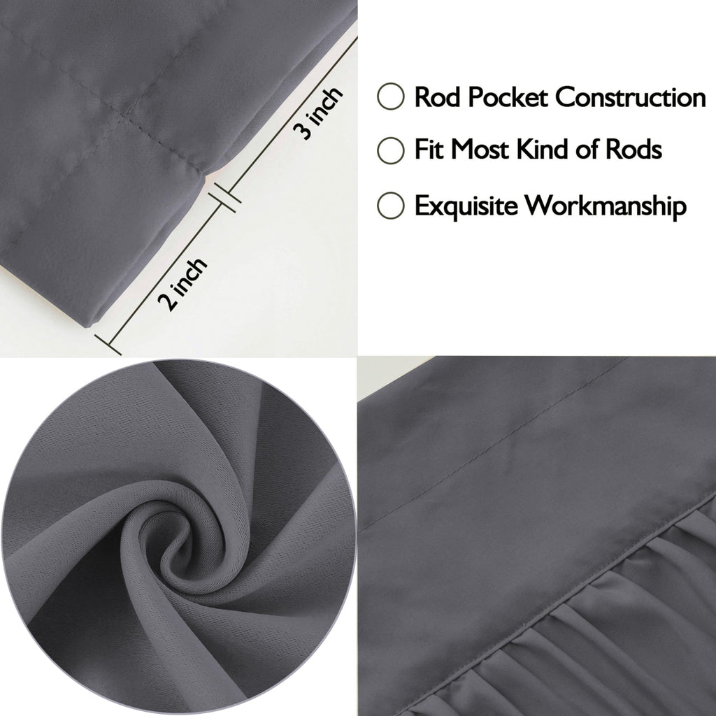 2 Pack Gray Handcrafted Window Treatment Tiers Curtains, 30"x24"