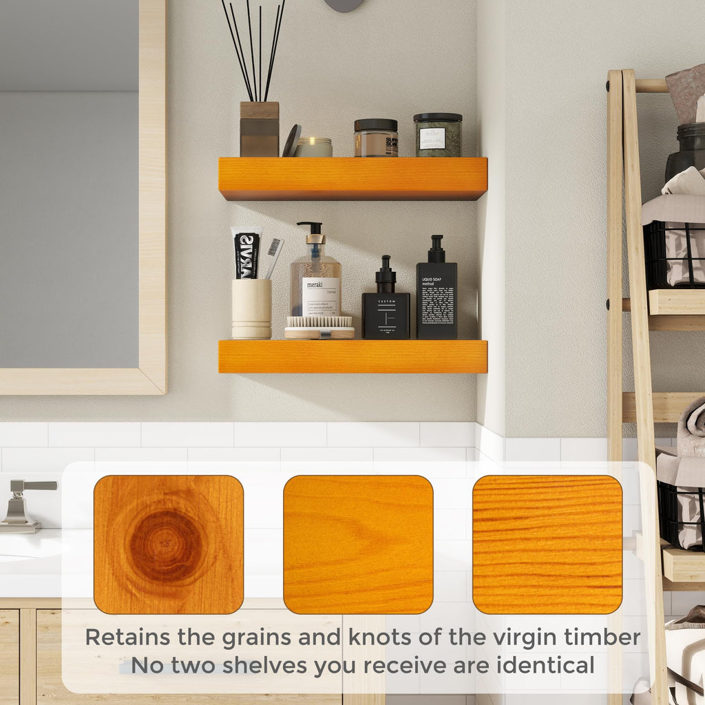 Rustic Wood Floating Shelves, 36'' x 7.7'' x 1.6'', Set of 2