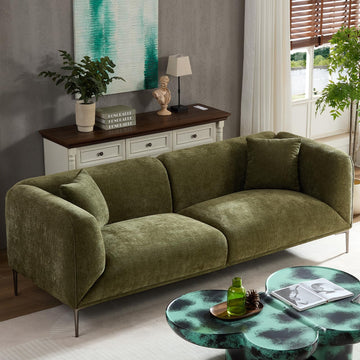 82.7" Modern Sofa, 3-Seater Boucle Couch with Metal Legs, Luxury Deep Seats Cloud Sofas, Minimalist Living Room