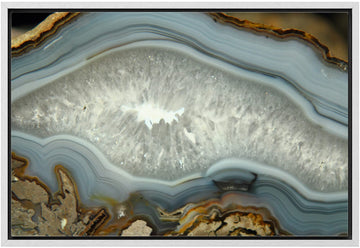 Abstract Agate Slice Pattern Gallery - Framed Canvas Art Wall Art - 16"x24" White