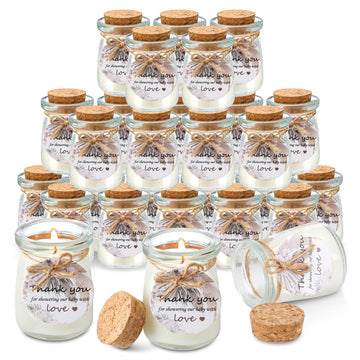 20 Pcs Boho Baby Shower Favor Candle Glass Jar