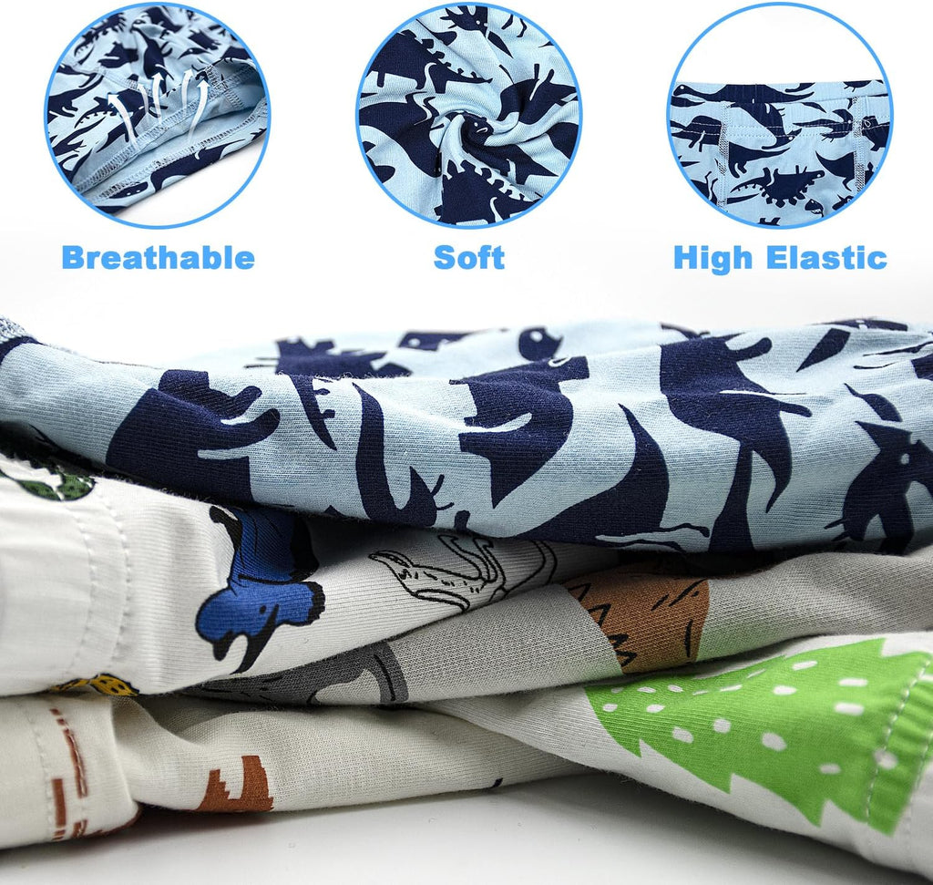 Boys Underwear 5 Pack, Toddler Boxer Briefs Soft Breathable Kids Shorts Boxer Dinosaur Animals Set