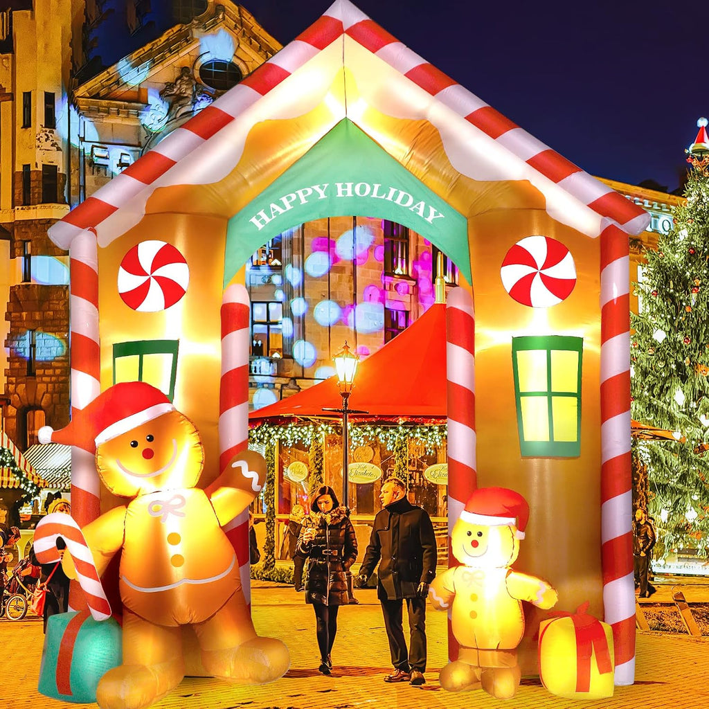 9.97ft Christmas Gingerbread Arch Outdoor Inflatable with LED Light