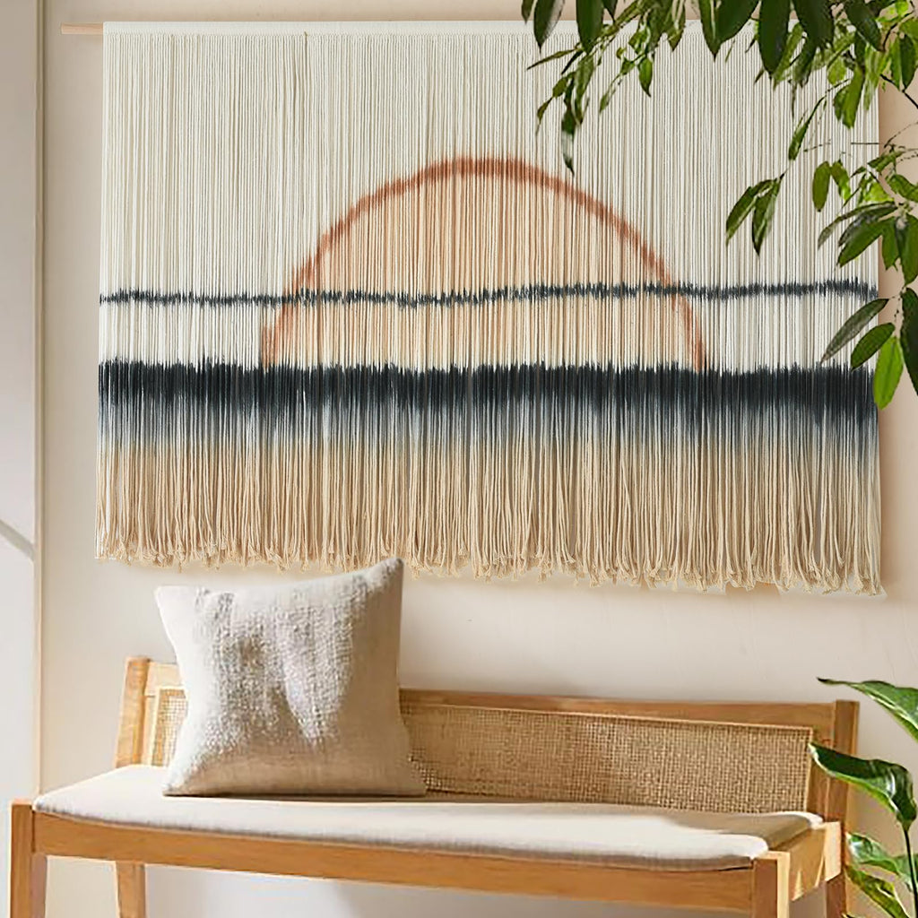 Macrame Wall Hanging Sunset Dip Dye Boho Tapestry 57"x35"