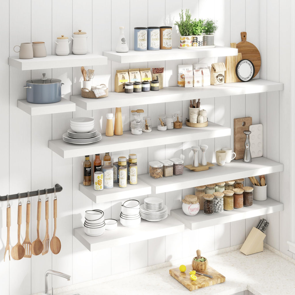 55 Inch Floating Shelves for Wall 2 Pack, 12"D Wood Gra Shelves