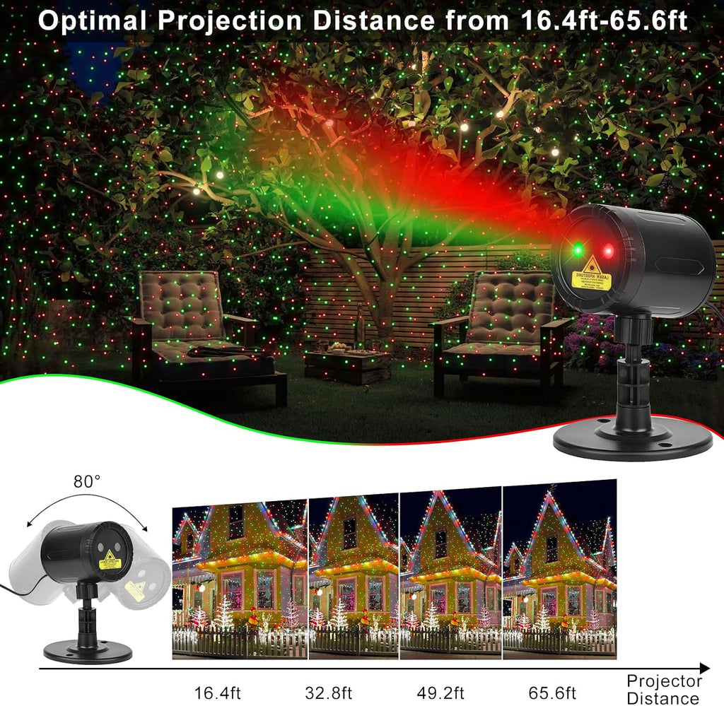 Christmas Projector Lights Outdoor, Red & Green Laser Light Projector