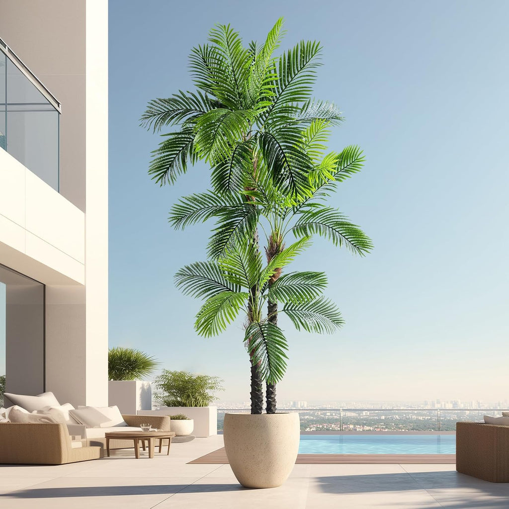 9.1FT Artificial Phoenix Palm Tree Artificial Plants Indoor Outdoor Large Faux Coconut Silk Palm Tree Tropical Fake