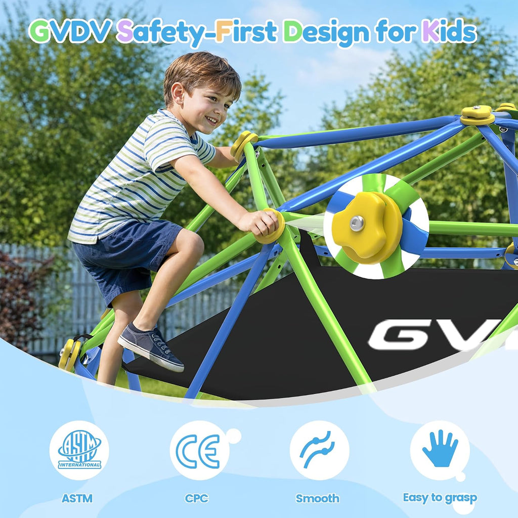 10 FT Climbing Dome with Hammock, Certified Jungle Gym for Kids 3-12