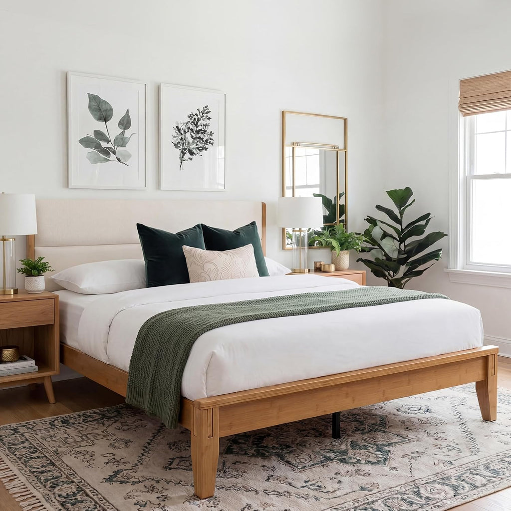 Joinery Inspired Solid Bamboo Bed Frame with Headboard