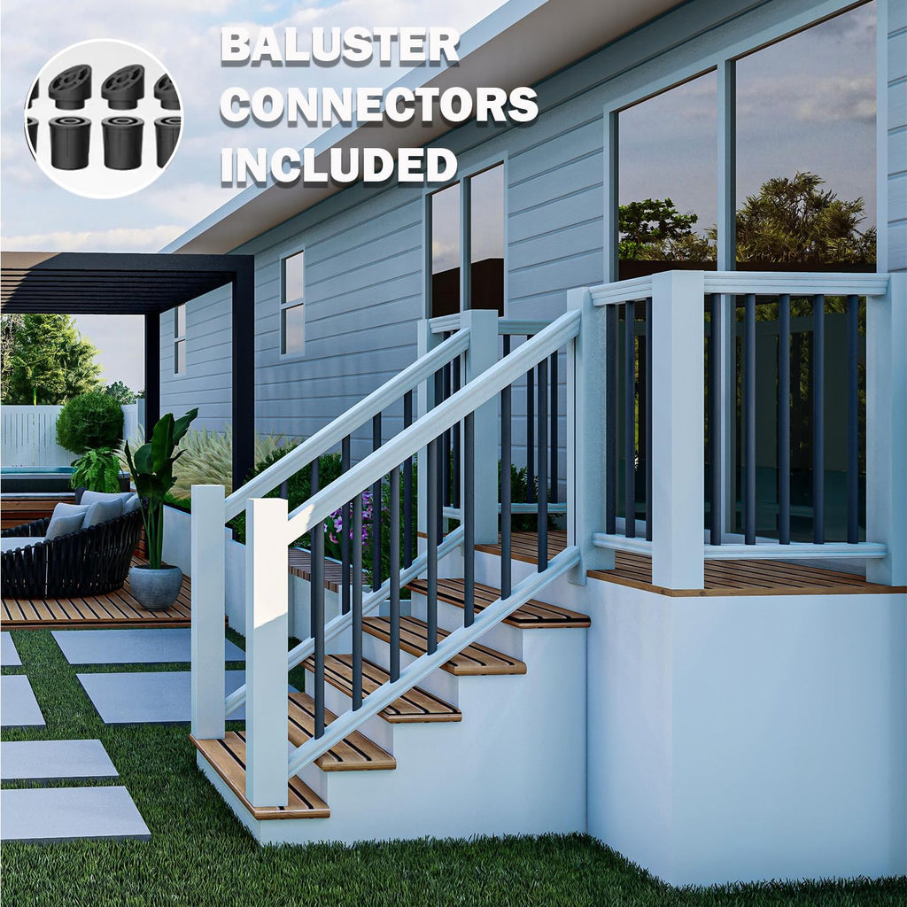 105 Pack 32" Aluminum Deck Balusters, 3/4" Round Deck Railing Spindles with Conectors and Screw, Hollow Metal Deck
