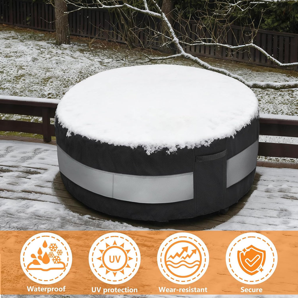 Round Patio Bar Height Table and Chair Cover Black Grey 73 x 43 Inch | Waterproof Up to 10000pa Outdoor Round