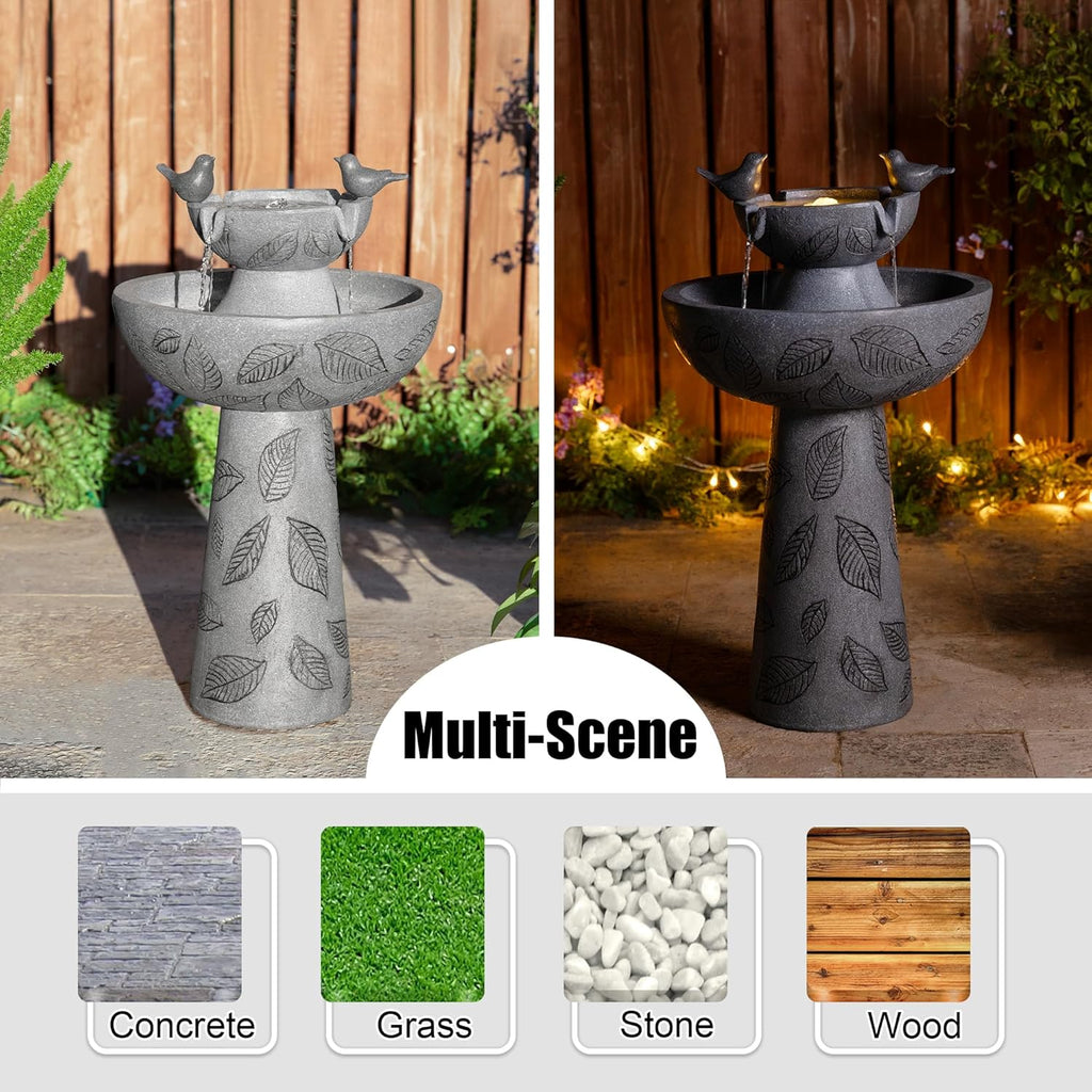 Outdoor Water Fountain with Lights & Pump