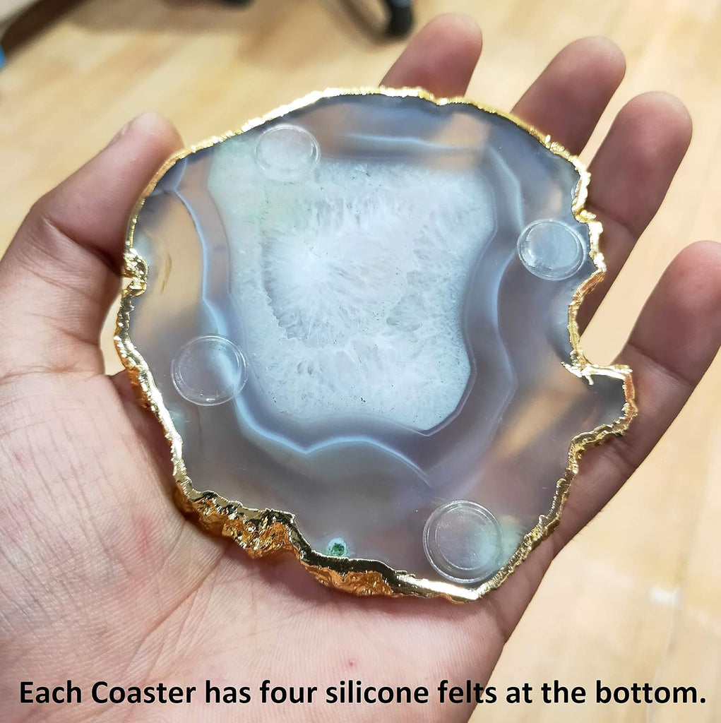 Natural Agate Coasters Bar Beer Coffee Tea Coaster Coasters - Perfect Table Accessories Tableware (Natural - Set of 4