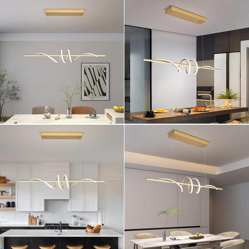 Modern LED Pendant Light, 39.37in Gold Chandelier Dimmable,3000K-6000K Adjustable Color Temperature, Aluminum Modern