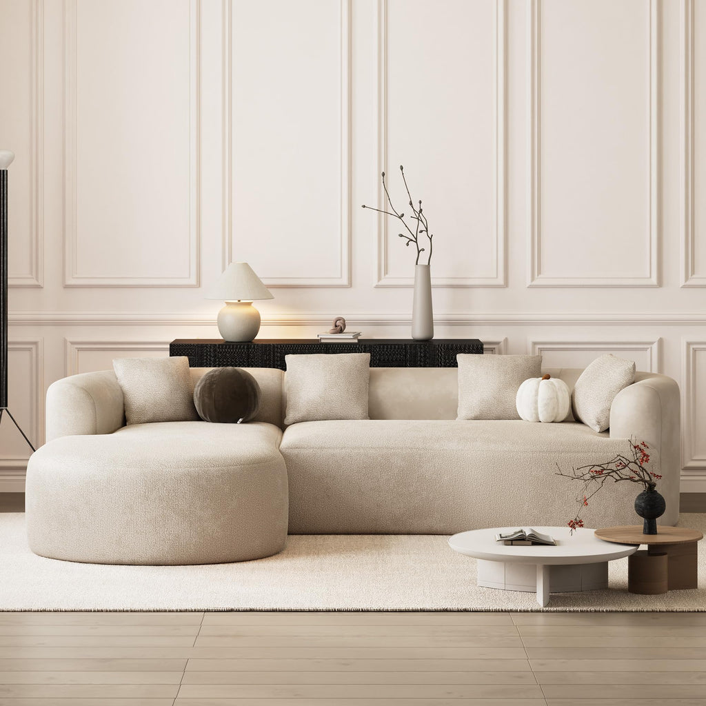 111" Oversized Boneless L-Shaped Sectional Sofa, Light Brown