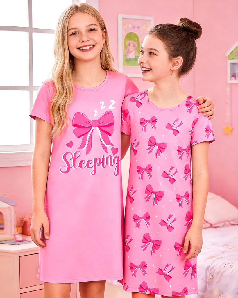 2Pcs Girls Nightgowns Kids Pajamas Princess Nightgown Dress Sleepwear for Toddler Little Girls Nightdress