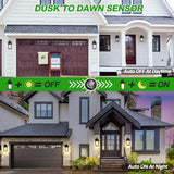 LED Dusk to Dawn Outdoor Wall Lantern with Sensor - Exterior Porch Lighting Fixtures