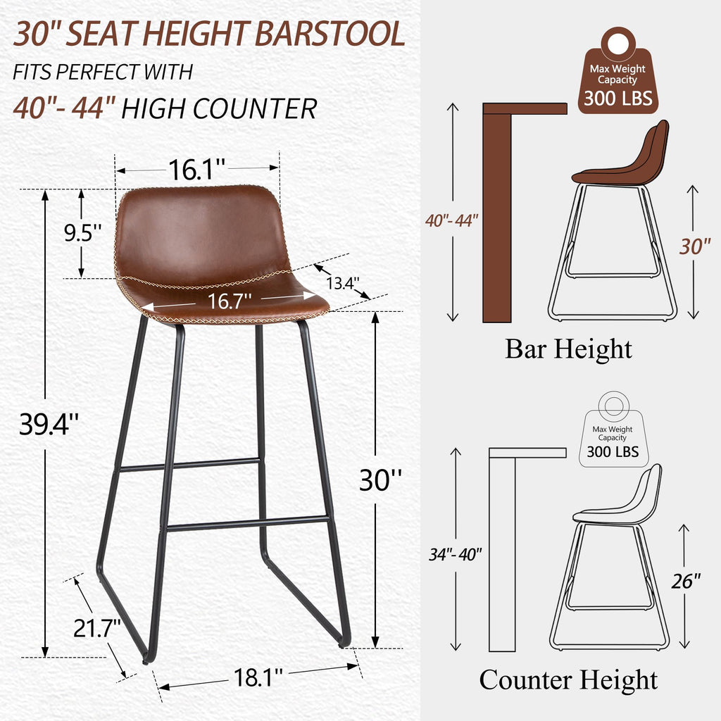 Bar Stools Bar Height Set of 4, Modern Counter Stool with Back Bar