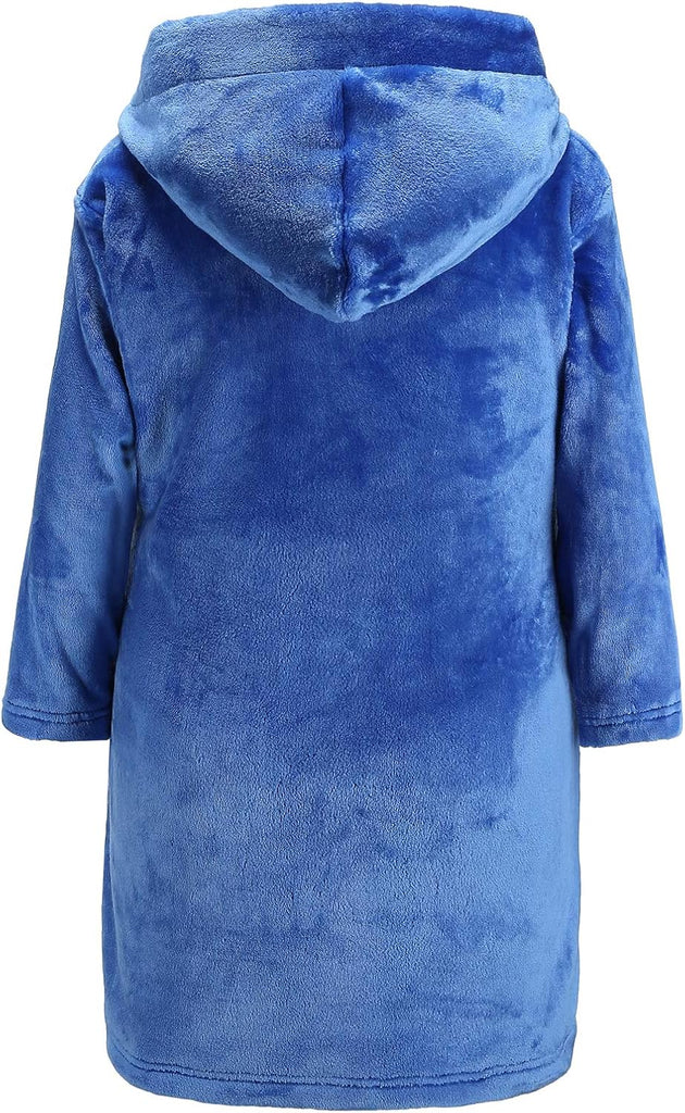 Boys' Hooded Bathrobe Kids Plush Fuzzy Fleece Robe Teen boy Soft Spa Robe Girls Sleepwear pajamas Toddler Nightgown
