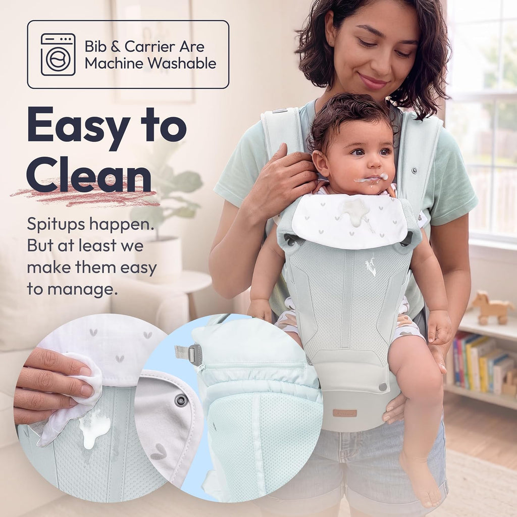 In-1 Baby Carrier with Hip Seat, Ergonomic Newborn to Toddler Carrier 7-50 lbs, Front Back Hip Carry, Lumbar