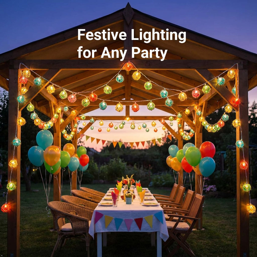 Tiki Lights Nautical Fishing Float Buoy String Lights, 9.8FT 10 Multicolor Mini Lantern Buoy Lights Plug in, UL