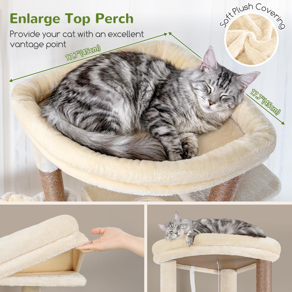 74in Tall Cat Tree for Indoor Cats Large Adult, Beige