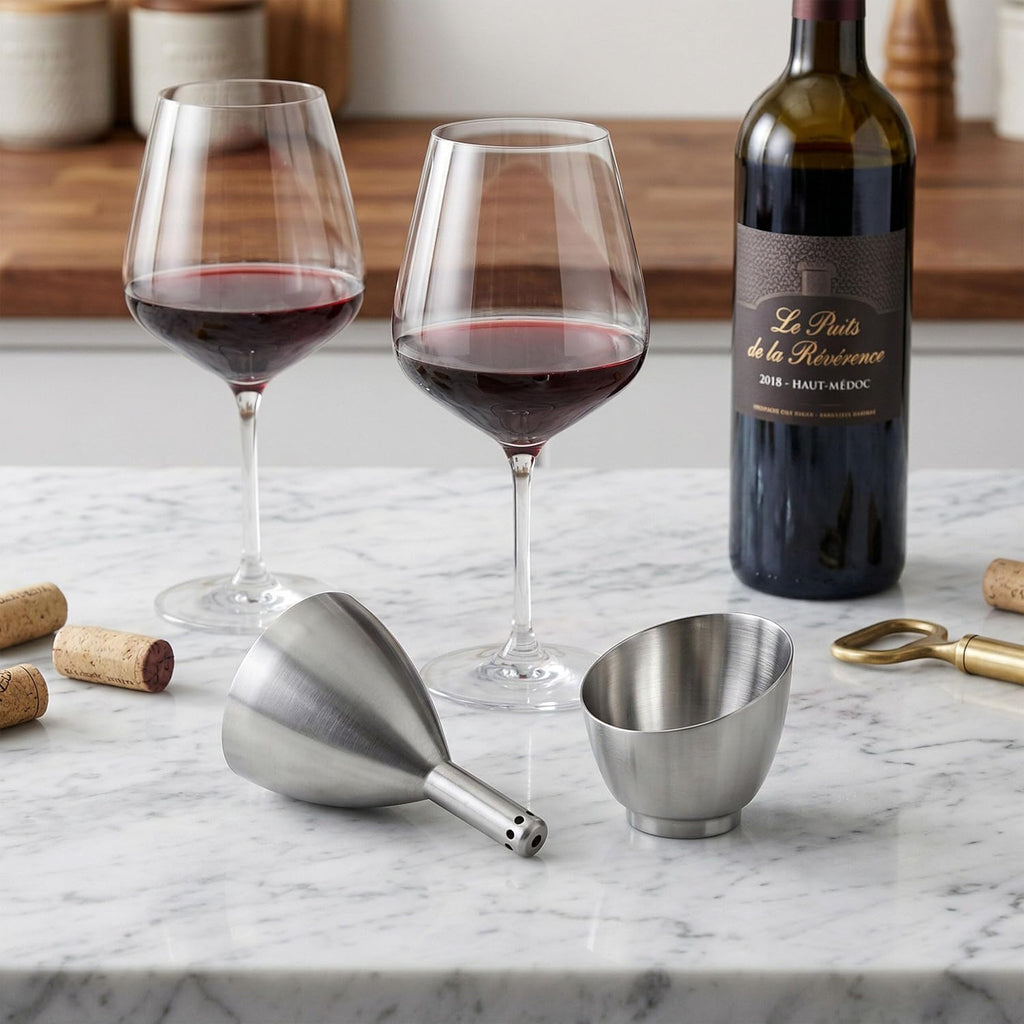 Wine Aerator Shower Funnel with Sediment Strainer, Stainless Steel