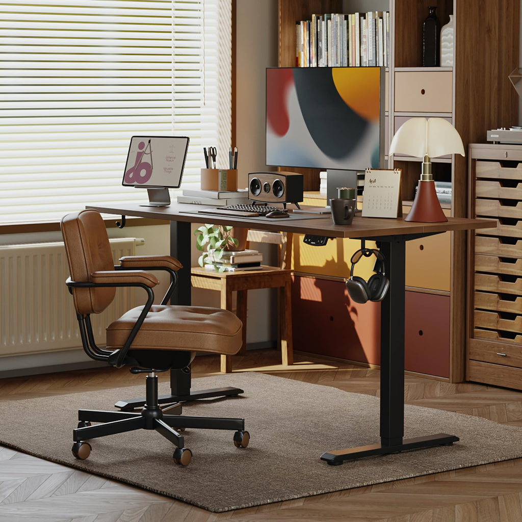 48*24 Inch Height Adjustable Electric Standing Desk, Dark Walnut
