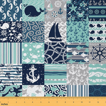 Nautical Anchor Upholstery Fabric Soft 10 Yard