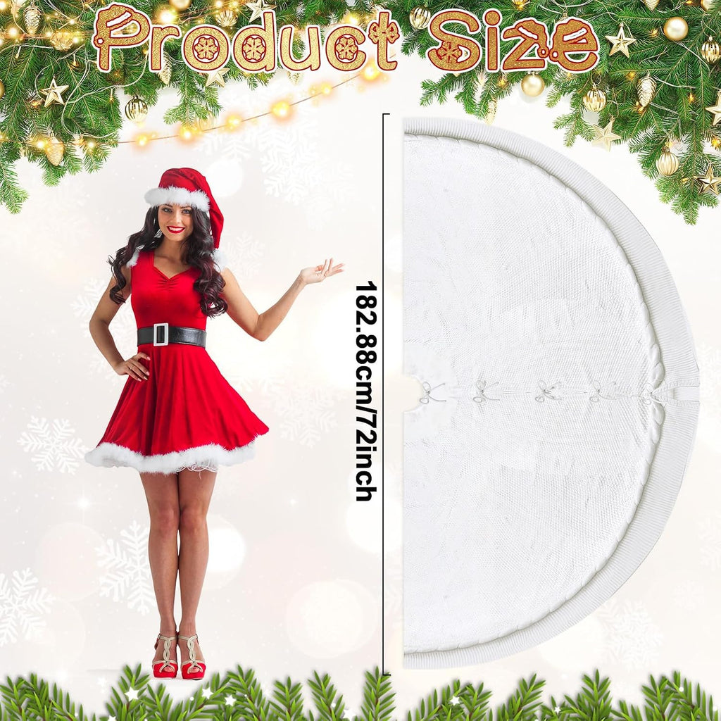 72 Inch Christmas Tree Skirt Extra Large White Chunky Xmas Knitted Tree Skirt Giant Cable Knit Thick Rustic Farmhouse