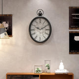 Menterry Oval Retro Wall Clock, Rustic Vintage Style, Black Antique Design