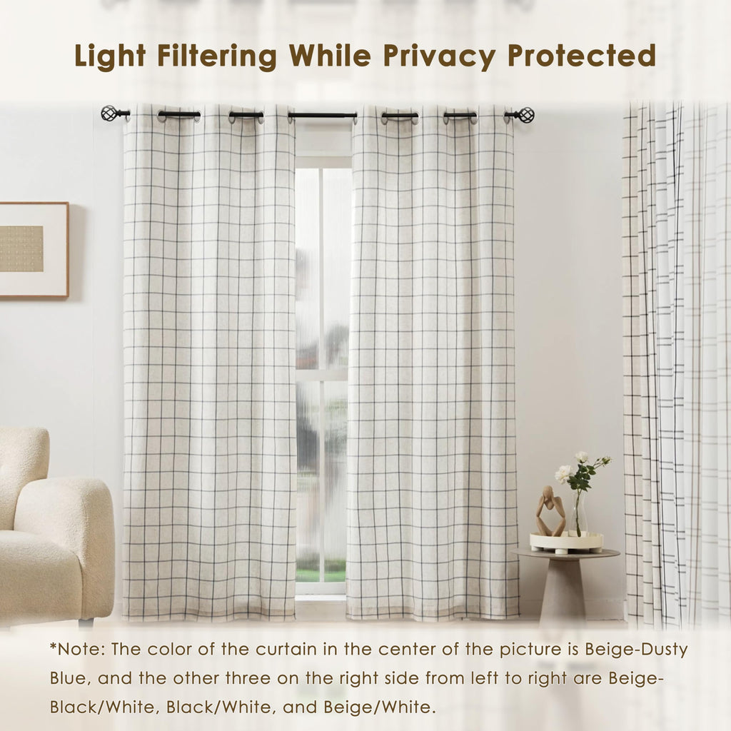Black White Buffalo Plaid Light Filtering Curtains 72 Inches Long