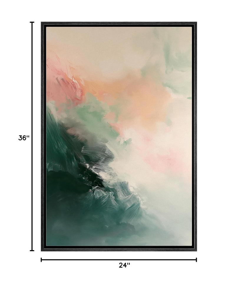 Framed Canvas Print Wall Art Orange Pink Paint Stroke Landscape Abstract Shapes Illustrations Minimalism Decorative