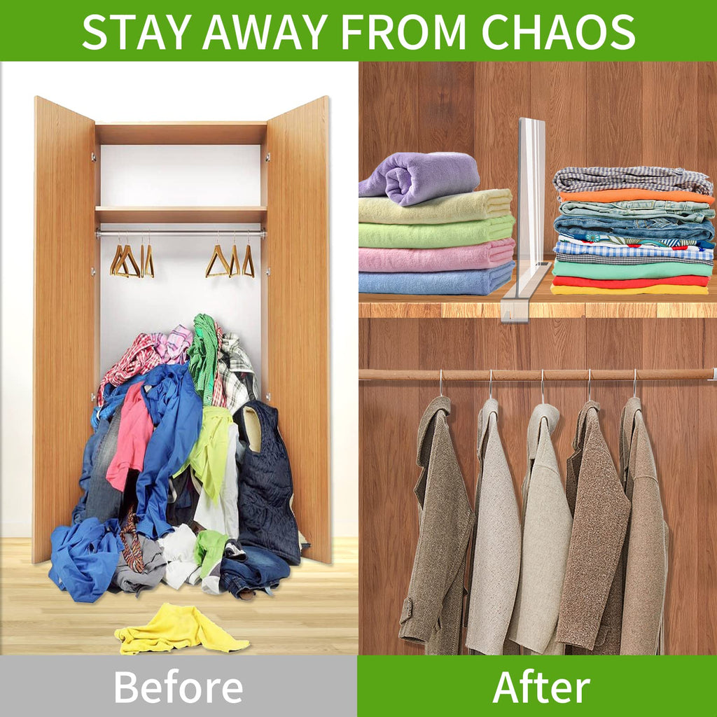 Acrylic Shelf Dividers, 12 Pack Clear Organizers for Closet Organization