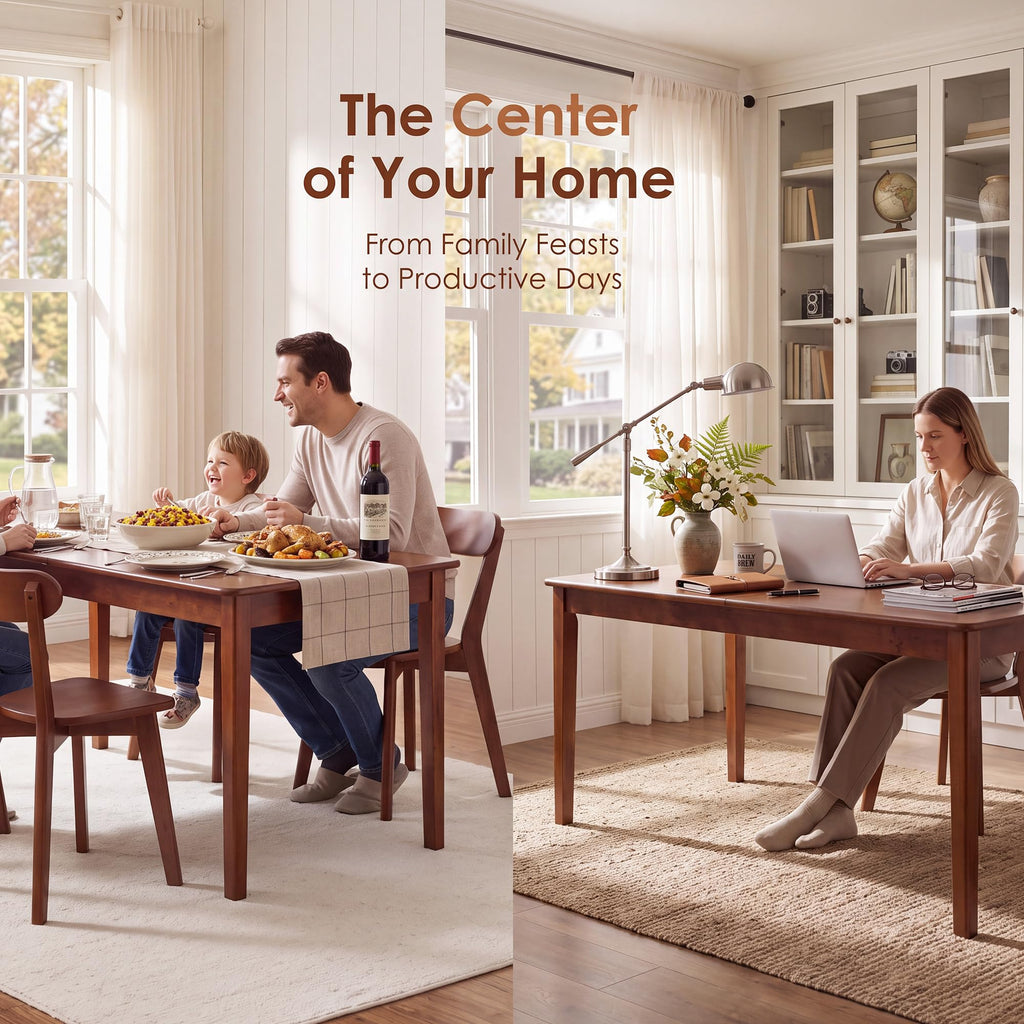 Extendable Dining Table for 4-8, 67"-82" Wood Dining Room Table with Self-Storing Butterfly Leaf, Modern Kitchen