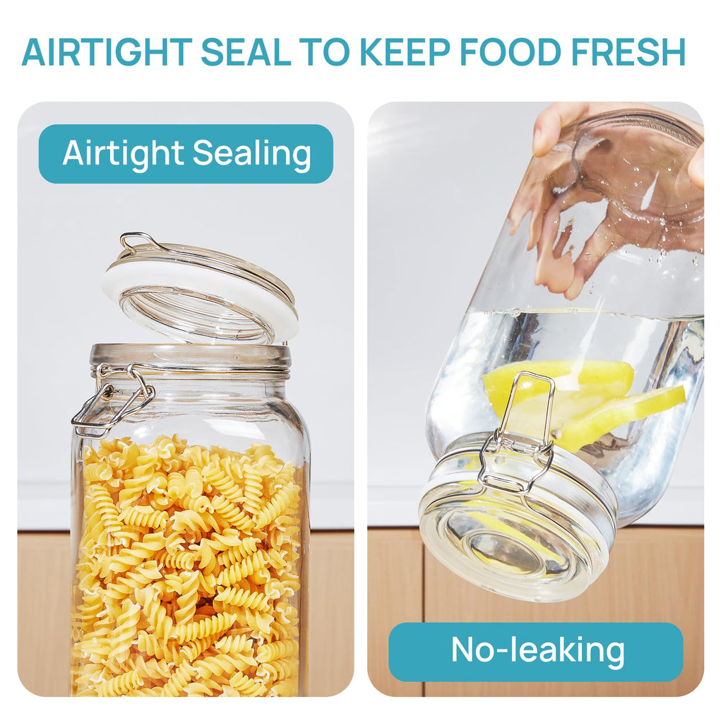 78oz Glass Food Storage Jars with Airtight Clamp Lids, 3 Pack