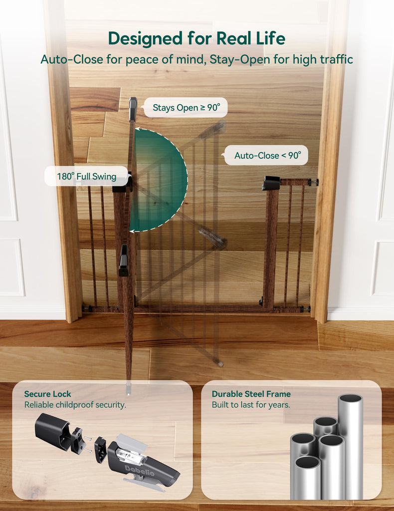 29-55" Extra Wide Baby Gate,, Black Wood Pattern