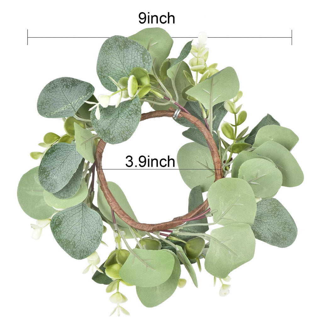 6Pcs Eucalyptus Wreath Faux Kitchen Cabinet Wreaths Artificial Greenery Wreath Farmhouse Wreath for Door Wall Window