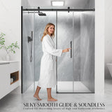 Frameless Shower Door, 56-60" W x 72" H Sliding Glass Shower Door, 5/16" (8mm) SGCC Tempered Glass