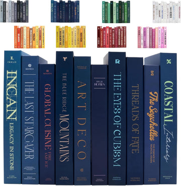 Decorative Books | Blue 10 Book Set with 3 Sizes | Preassembled with Hidden Storage | Perfectly Stackable for Easy