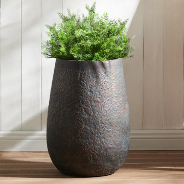 19.7" Weathered Concrete Planter with Drainage Hole for Outdoor Indoor