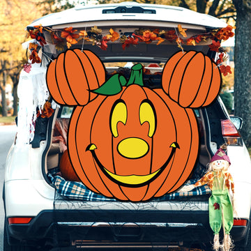 Halloween Trunk or Treat Decorations, Mouse Theme Pumpkin Trunk or Treat Backdrop for Halloween Car SUV Truck Garage