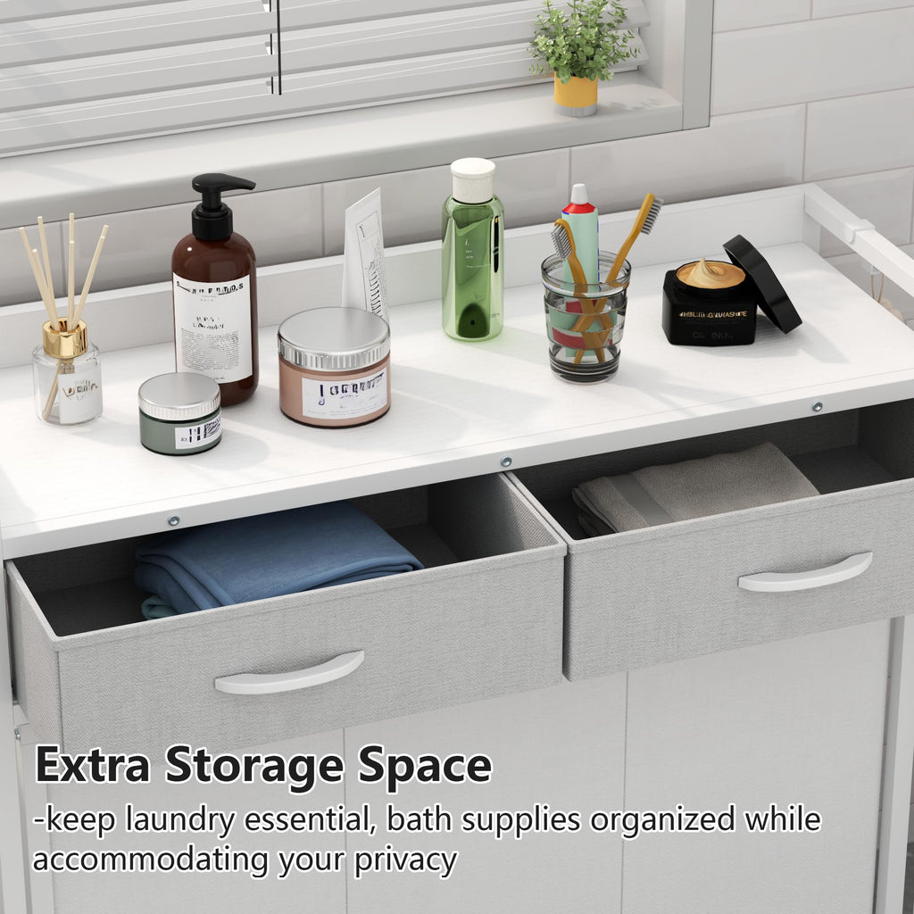 Laundry Hamper Laundry Basket with 3 Section Pull-Out Rolling Bags, Laundry Sorter for Organization and Storage with