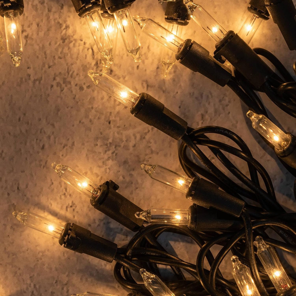 200 Clear Christmas Lights, 2-Set 33 ft 100 Mini Bulbs Black Wire