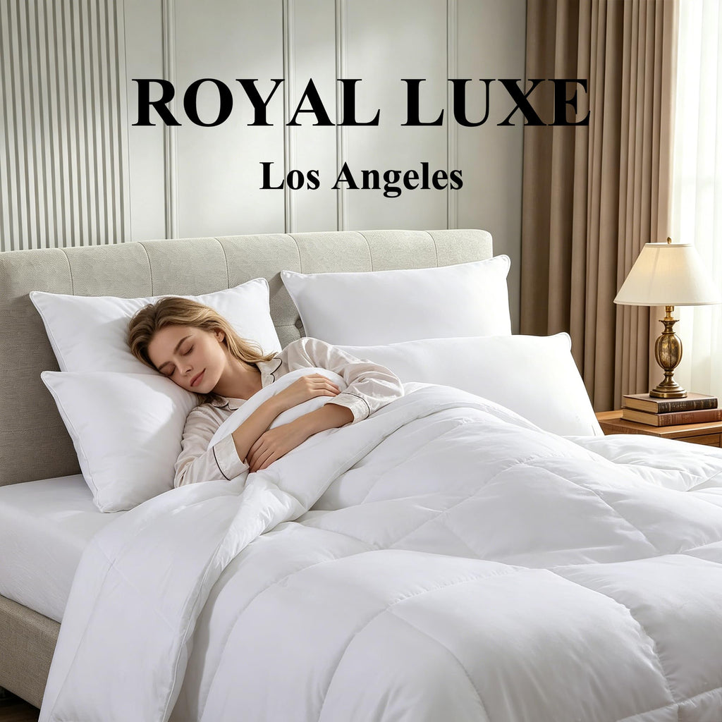 Luxe Goose Feather Down Fiber Comforter - Twin Size Duvet Insert, 100% Cotton Cover All Season Comforter Ultra Soft