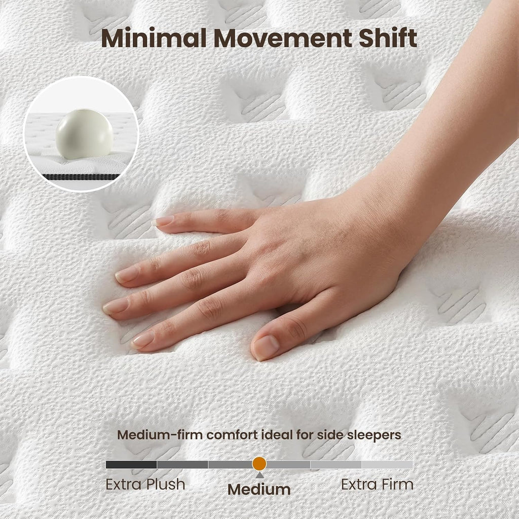Sleep 12 Inch Queen Size Mattress, Hybrid Mattress in a Box, Cooling Gel Memory Foam and Individual Pocket Springs