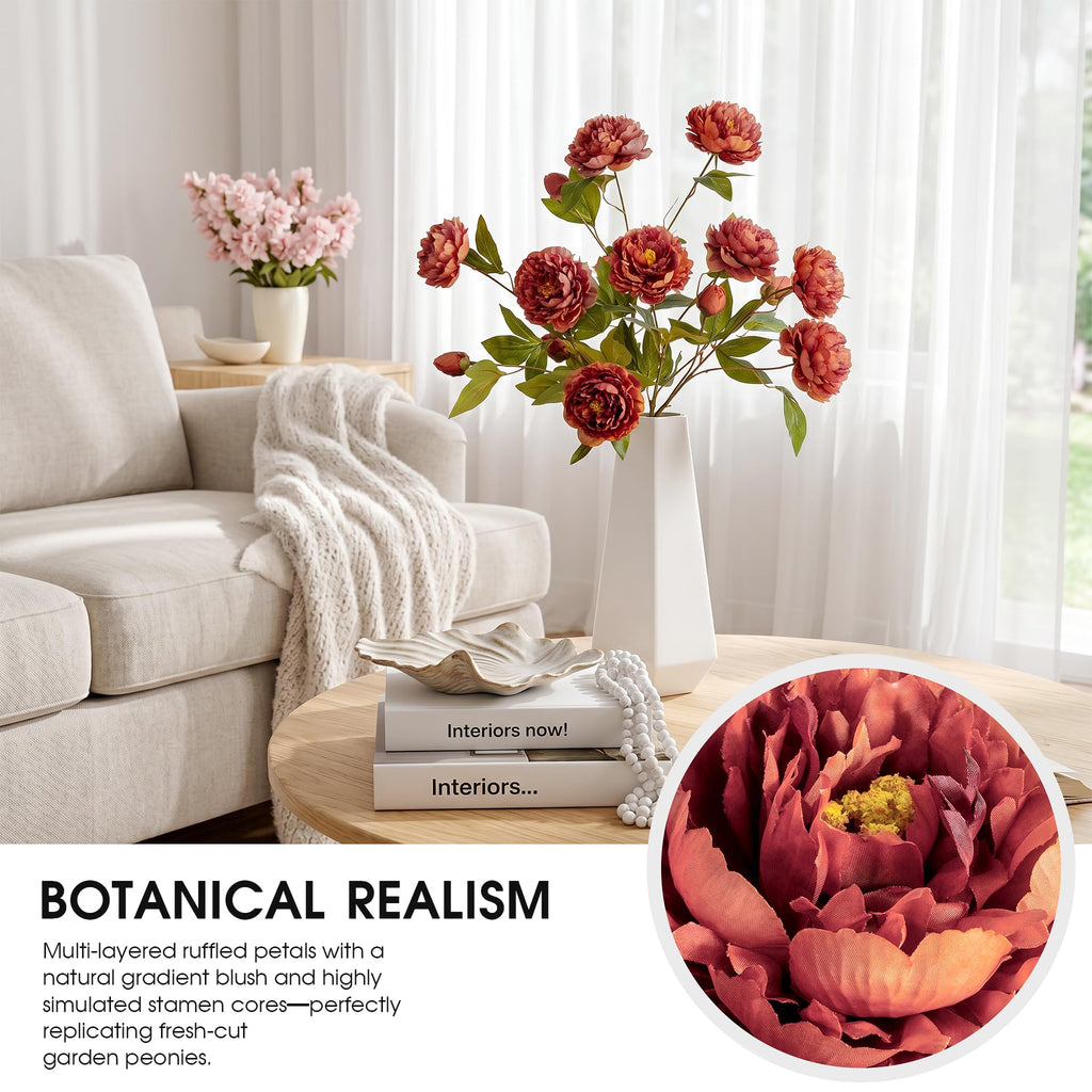 4Pcs Peonies Artificial Flowers Bulk Real Touch Faux Peony Silk Flowers Long Stem for Vase Home Table Wedding