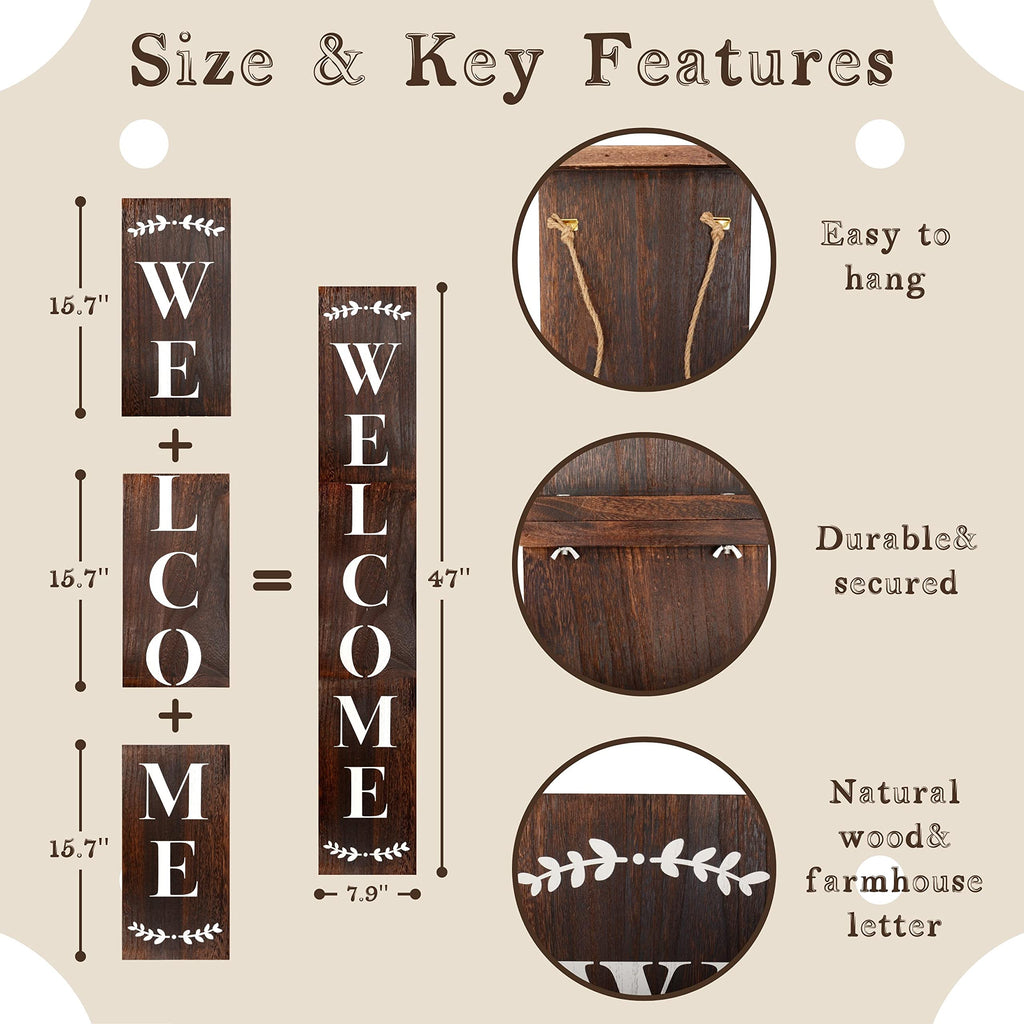 Welcome Sign for Front Porch Standing, Interchangeable Welcome Standing Sign with 5 Designed DoubleSided Icons for
