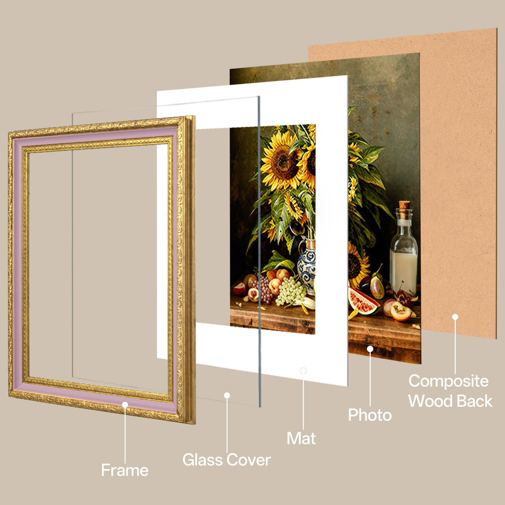 8x10 Vintage Picture Frame, Glass Cover, Pink Gold, 2-Pack